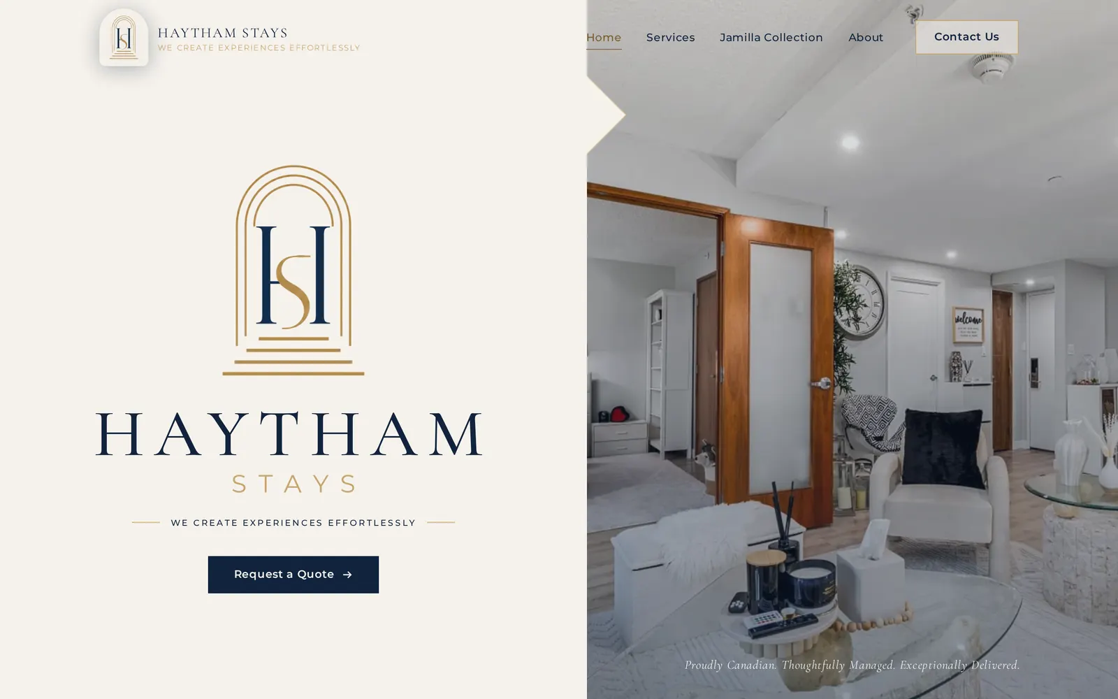 Haytham Stays website on a desktop screen