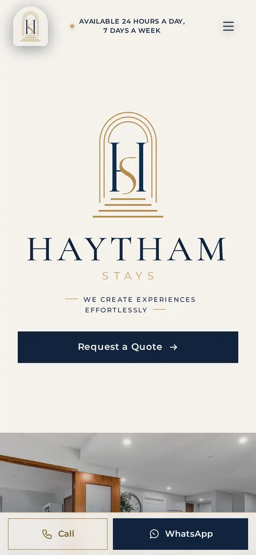 Haytham Stays website on a phone